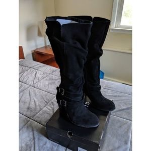 Torrid Brand Genuine Suede Black Boots, Size 11.5W